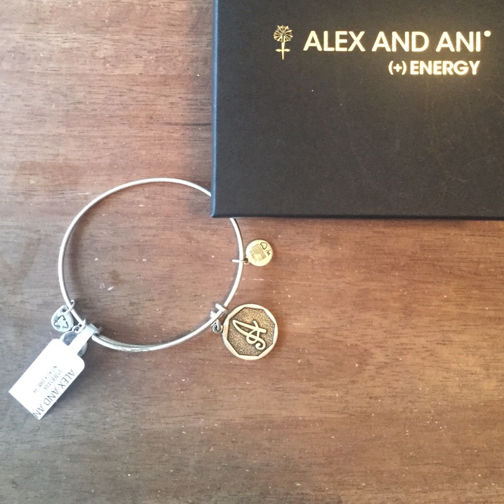 NWT Alex & Ani adjustable silver A charm bracelet